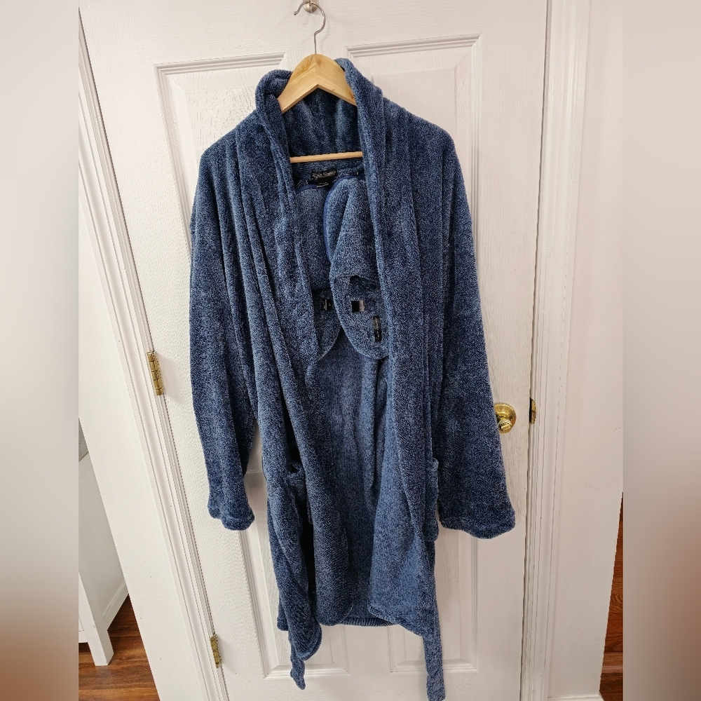 NWOT Set of 2 English Laundry Men's Robe OS Slippers Size XL 12-13 Blue